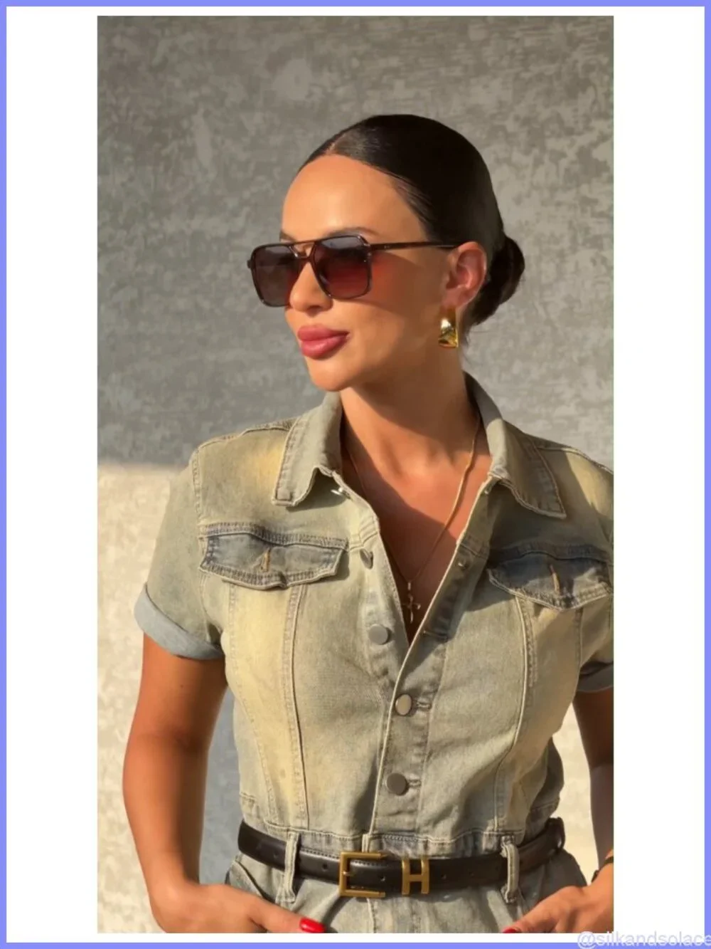 Square Aviator Sunglasses UV400 Protection Retro Double Bar Full Frame